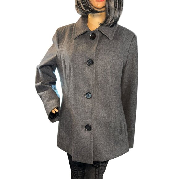 Nautica Womens Wool Blend Pea Coat Size M Gray Preppy Academia Countryside - Picture 3 of 8